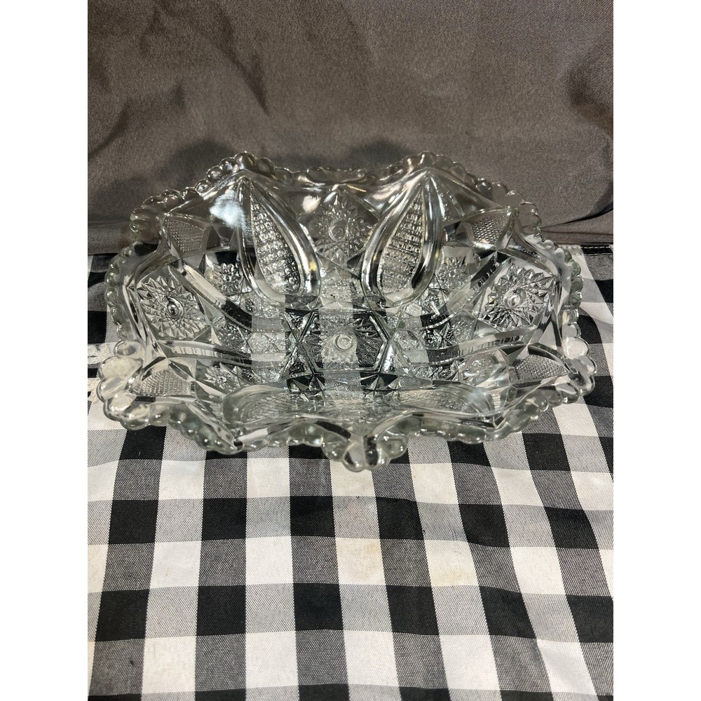 VTG Glass Serving Bowl Clear Daisy & Fine cut by Indiana 10 x 3 Rectangle (2571) - Picture 8 of 8